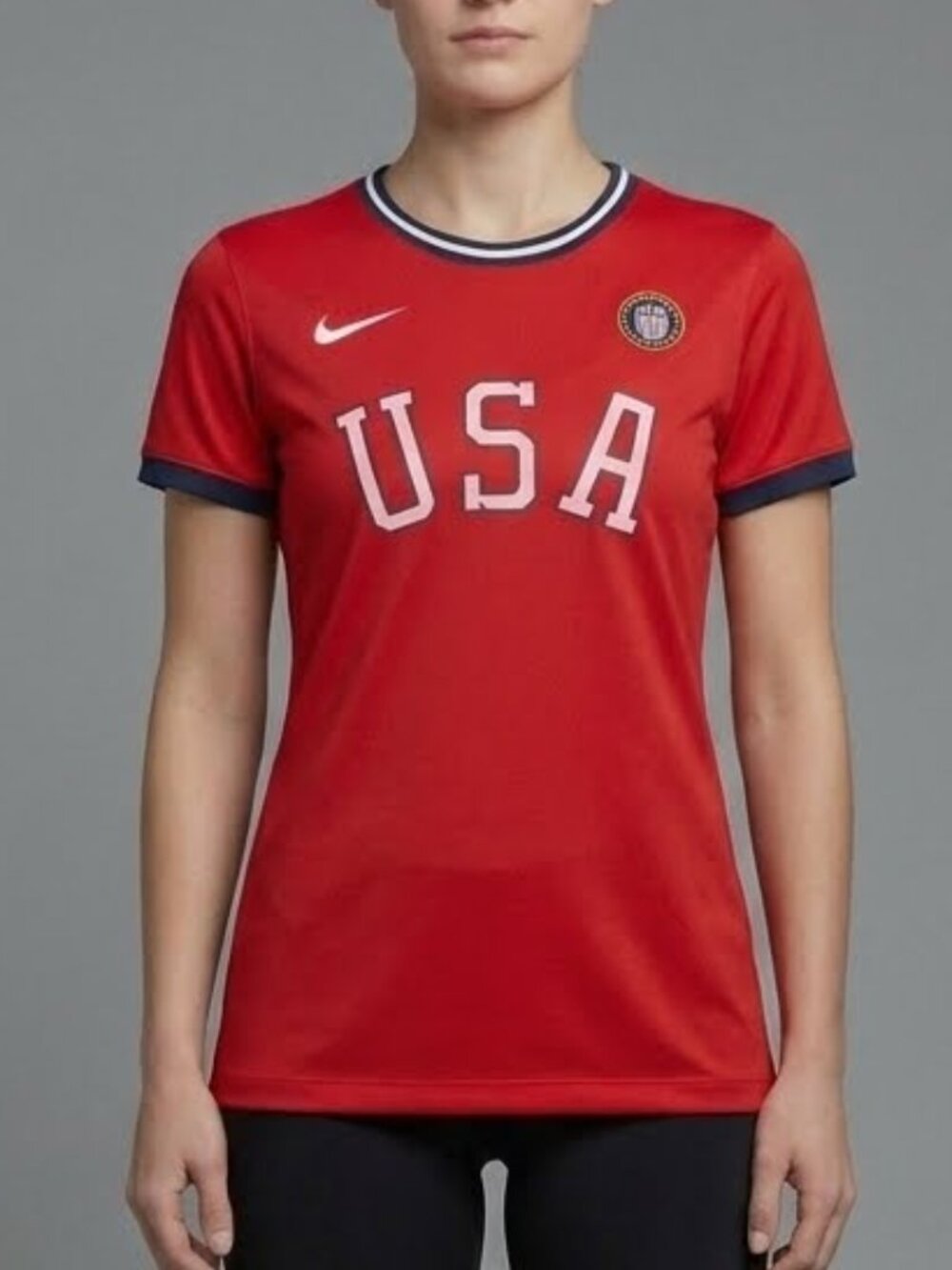 Nike USA Olympic Heritage Sports Soccer Red Ringer T-shirt Women's XS NEW